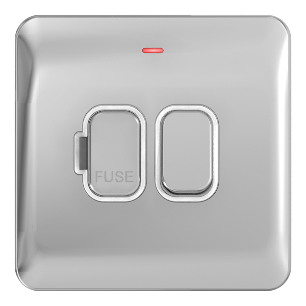 Schneider LSD 13A Double Pole Switched FCU LED Ind White Insert - Polished Chrome - GGBL5011WPC, Image 1 of 1