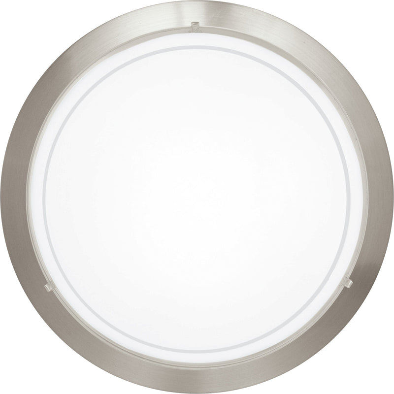 EGLO ES/E27 Nickel-Matt Round Wall/Ceiling Light With White Painted Glass Diffuser - 83153