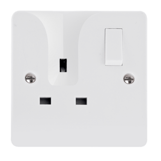 Click Scolmore Mode 13A 1 Gang Plug Socket With Locating Plug Polar White - CMA735
