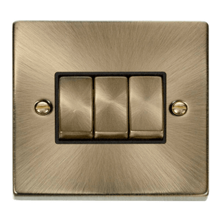 Click Scolmore Deco Ingot 3 Gang 10AX 2 Way Plate Switch - VPAB413BK