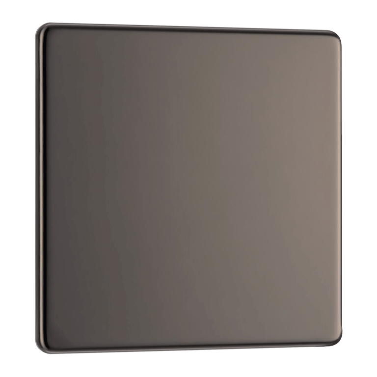 BG Screwless Flatplate Black Nickel Single Blank Plate - FBN94, Image 1 of 3