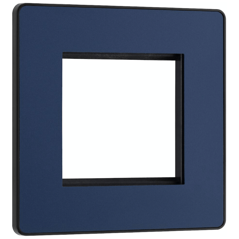 BG Evolve Matt Blue Grid 2 Gang Euro Module Front Plate - PCDDBEMS2B, Image 1 of 3