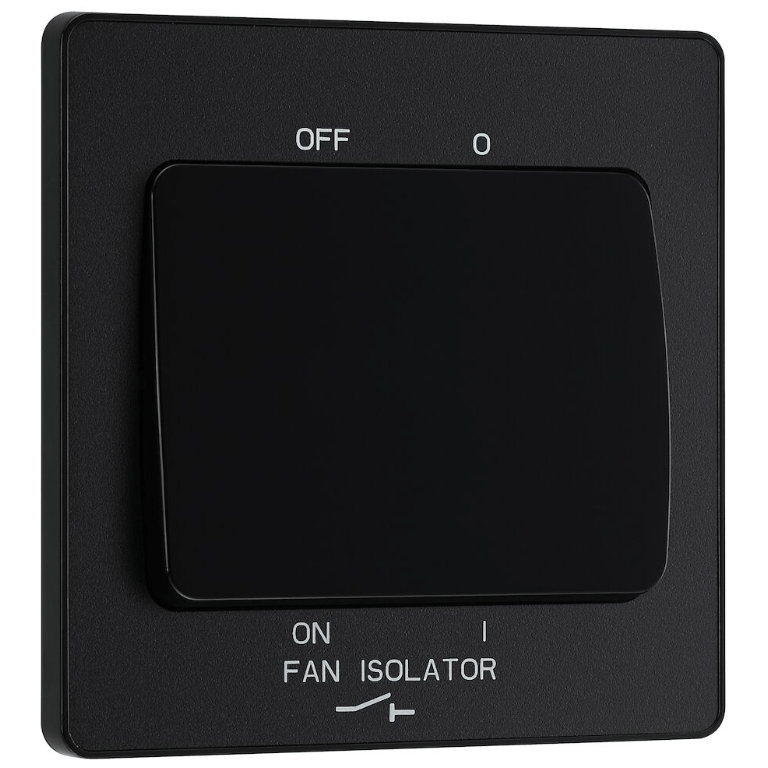 BG Evolve Matt Black Fan Isolator Switch 10A Triple Pole - PCDMB15B, Image 1 of 3