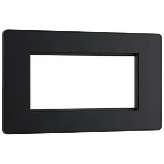 BG Evolve Matt Black Grid 4 Gang Euro Module Front Plate - PCDMBEMR4B