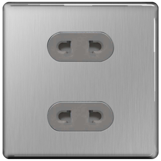 BG Flat Plate Brushed Steel Gr 16A 2G Unswitched Eu Skt - FBS98G