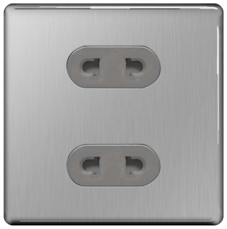 BG Flat Plate Brushed Steel Gr 16A 2G Unswitched Eu Skt - FBS98G, Image 1 of 1