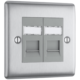 BG Nexus Metal Brushed Steel Rj45 Data, 2G - NBSRJ452