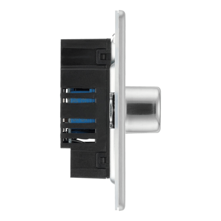 BG Screwless Flatplate Brushed Steel Single Intelligent Led Dimmer Switch, 2-Way Push On/Off - FBS81, Image 2 of 3