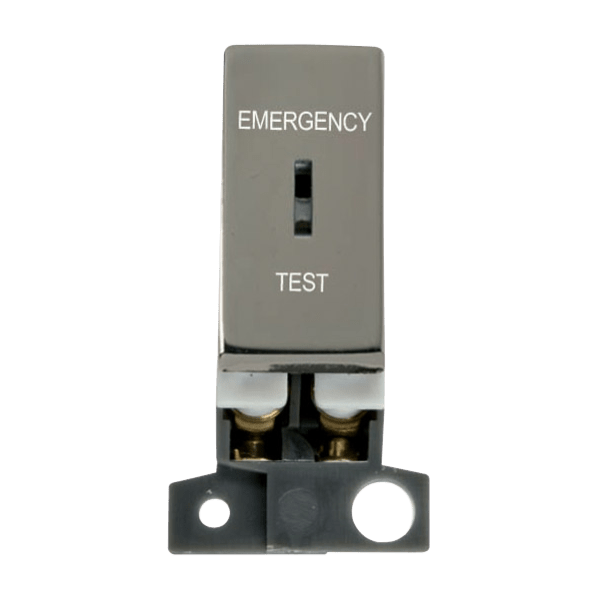 Click Scolmore MiniGrid Double-Pole Key Switch Ingot Emergency Test Black Nickel - MD029BN, Image 1 of 1