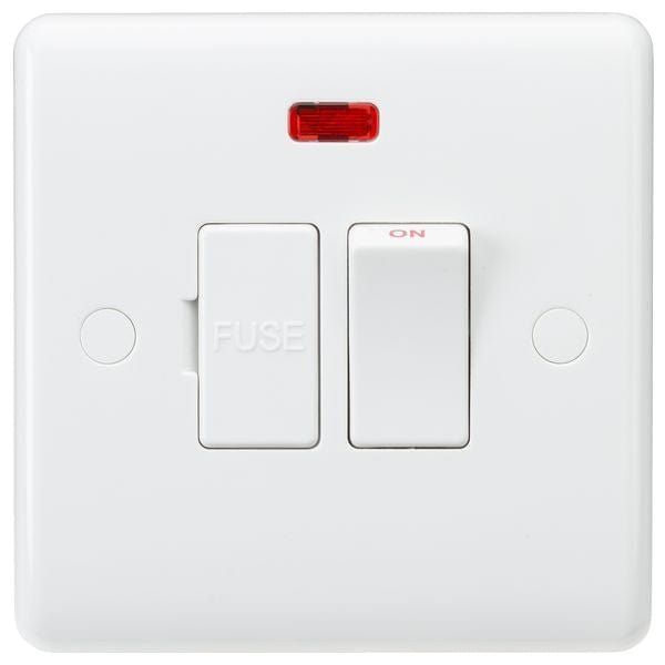 Knightsbridge Curved Edge 13A Switched Fused Spur Unit with Neon - White - CU6300N, Image 1 of 1
