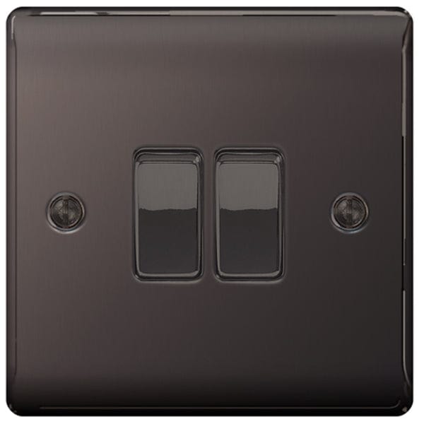 BG Nexus Metal Black Nickel Double Switch, 10Ax 2 Way - NBN42, Image 1 of 1