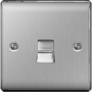 BG Nexus Metal Brushed Steel Single Slave Telephone Socket - NBSBTS1