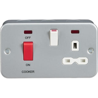 Knightsbridge Metal Clad 2G 45A DP Cooker Switch and 13A Switched Socket with Neons - MR8333N