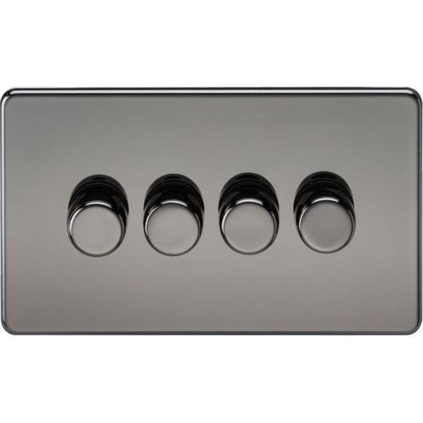 Knightsbridge Screwless 4G 2-way 10-200W (5-150W LED) trailing edge dimmer - Black Nickel - SF2184BN, Image 1 of 1