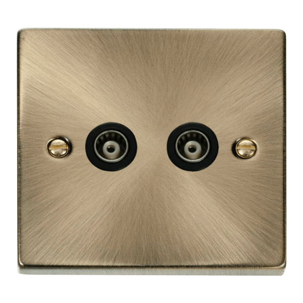 Click Scolmore Deco 2 Gang Isolated Co-Axial Socket - VPAB159BK, Image 1 of 1