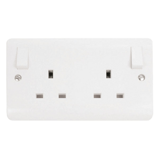 Click Scolmore Mode 15A 2 Gang Outboard Plug Socket Polar White - CMA836