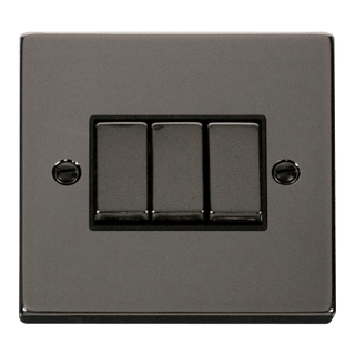 Click Scolmore Deco 10A 3 Gang 2 Way Rocker Switch - VPBN413BK