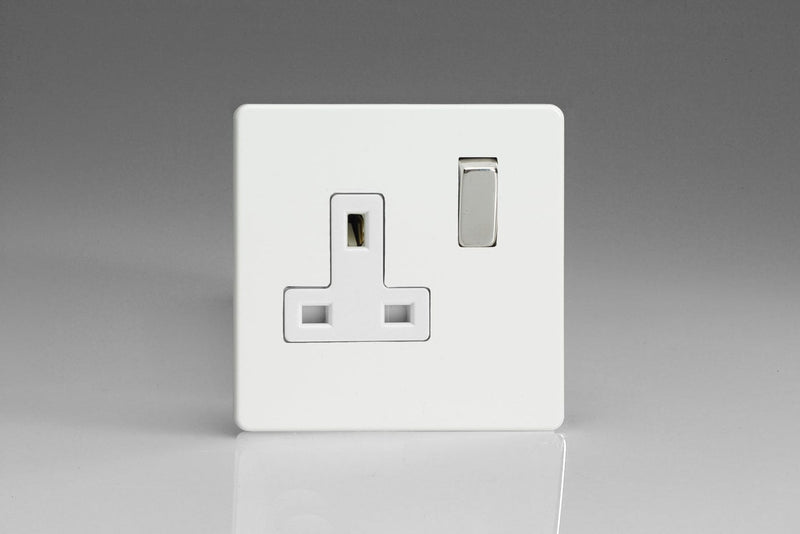 Varilight 1-Gang 13A Double Pole Switched Socket with Metal Rockers - XDQ4WS, Image 1 of 1