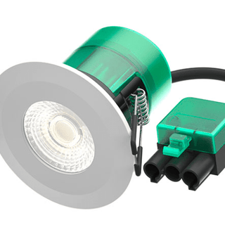 Bell 6W Firestay LED Integrated Fixed Downlight, Incl White & Satin Bezel - 3000K, 40 Beam Angle -  Plug & Play Fitting - BL10500