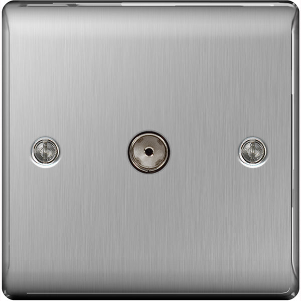 BG Nexus Metal Brushed Steel Single Socket For Tv Or Fm Co-Axial Aeria ...