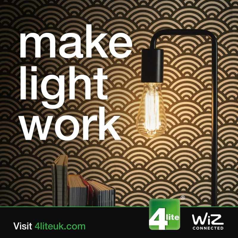 4Lite WiZ Connected SMART LED Decorative Single Black Pendant with Pear shape Cage and ST64 Amber Lamp WiFi - 4L1-7014