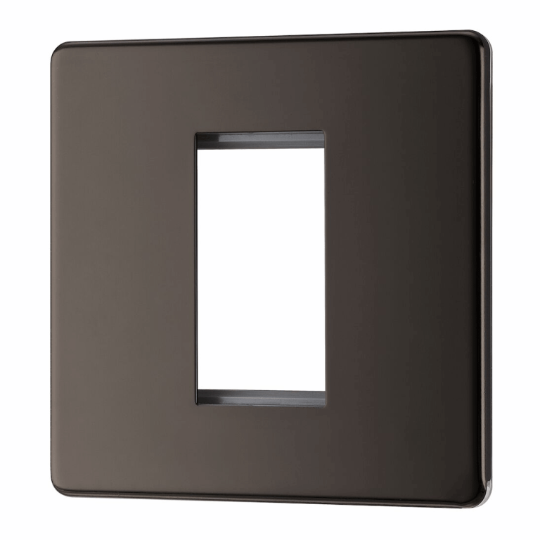 BG Flat Plate Black Nickel 1 Mod Sq Front Plate - FBNEMS1, Image 1 of 3