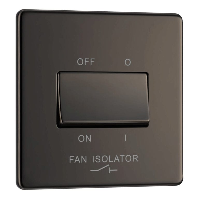 BG Screwless Flatplate Black Nickel Triple Pole Fan Isolator Switch, 1 ...