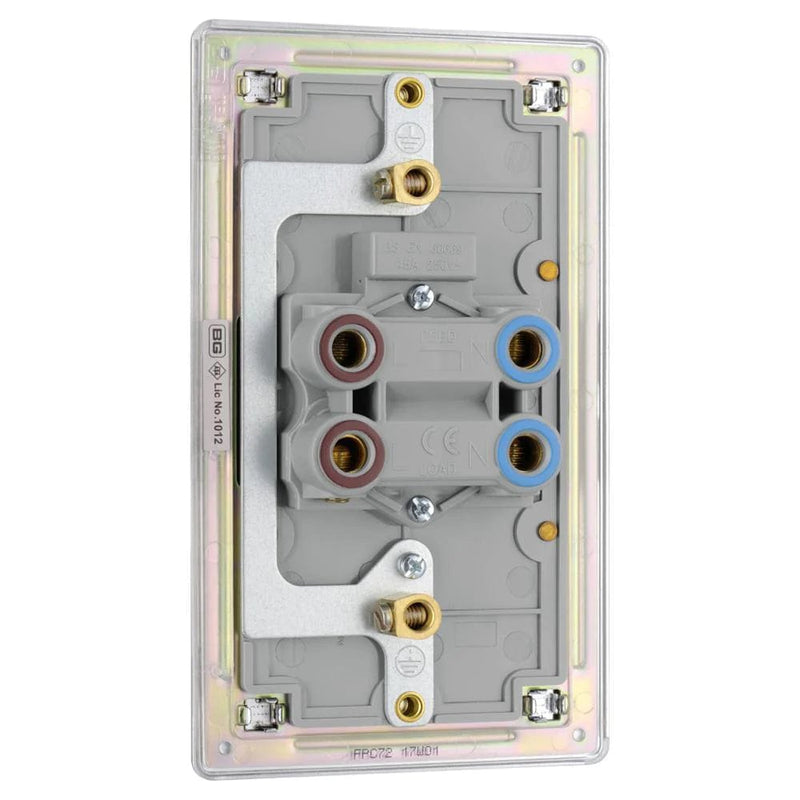 BG Screwless Flatplate Polished Chrome 45A Rectangular Cooker Control Unit With Power Indicator - FPC72, Image 3 of 3