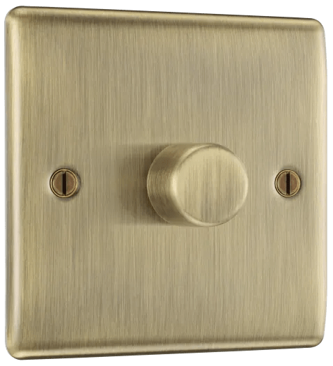 BG Nexus Metal 400W Single Dimmer Switch 2-Way Push On/Off - Antique Brass - NAB81P, Image 1 of 1