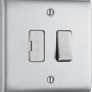 BG Nexus Metal Fan Isolator Switch 10A - Brushed Steel - NBS15F