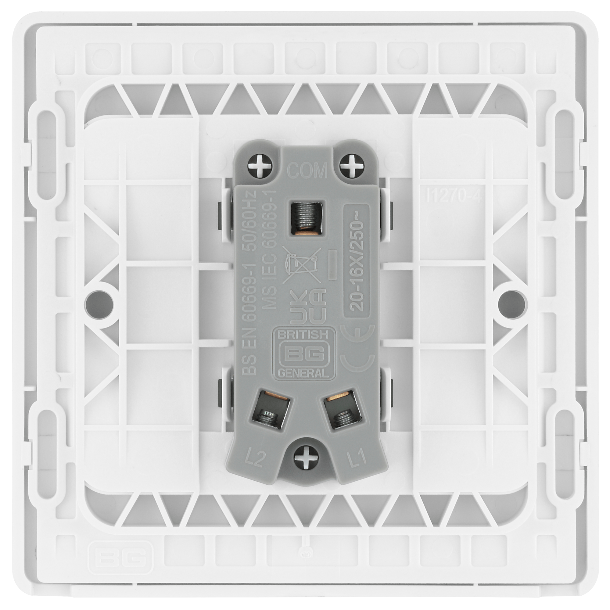 BG Evolve Pearl White Single Light Switch 20A 16AX 2 Way PCDCL12W