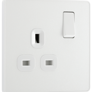BG Evolve Pearl White Single Switched 13A Power Socket - PCDCL21W