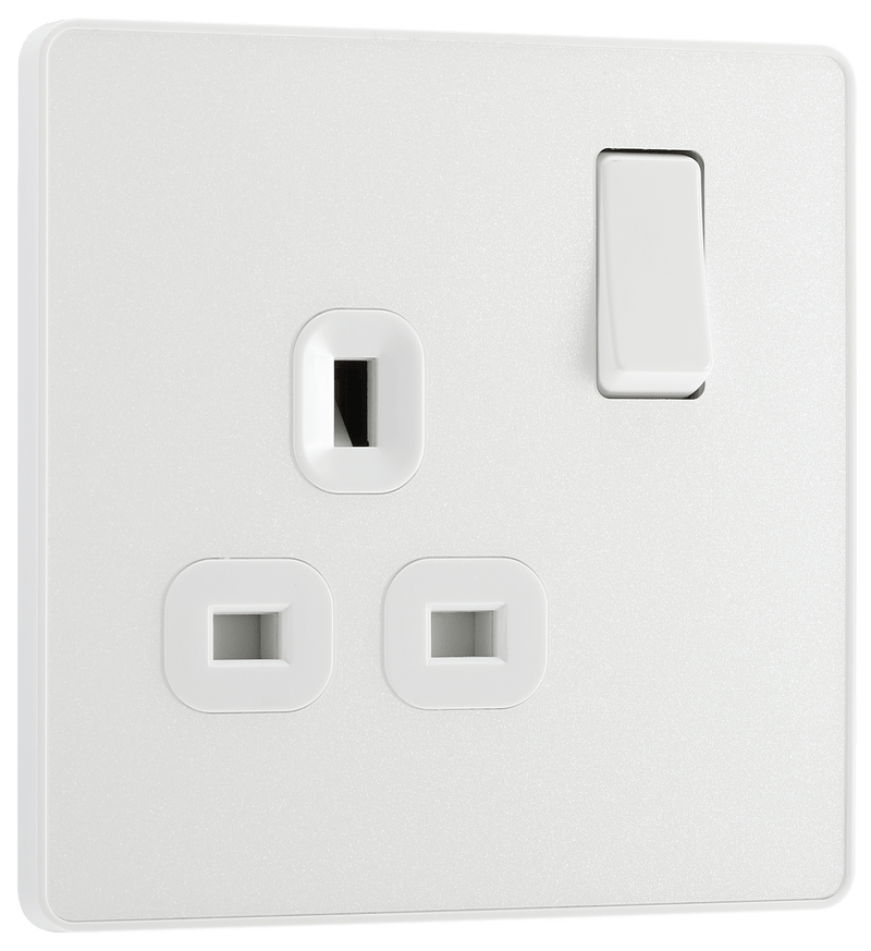 BG Evolve Pearl White Single Switched 13A Power Socket - PCDCL21W, Image 1 of 6