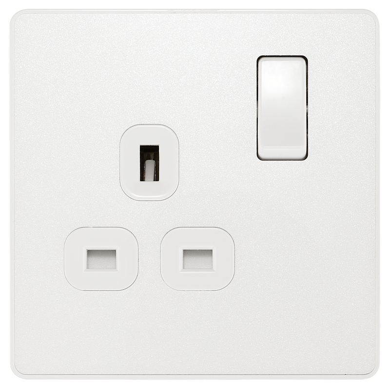 BG Evolve Pearl White Single Switched 13A Power Socket - PCDCL21W, Image 2 of 6