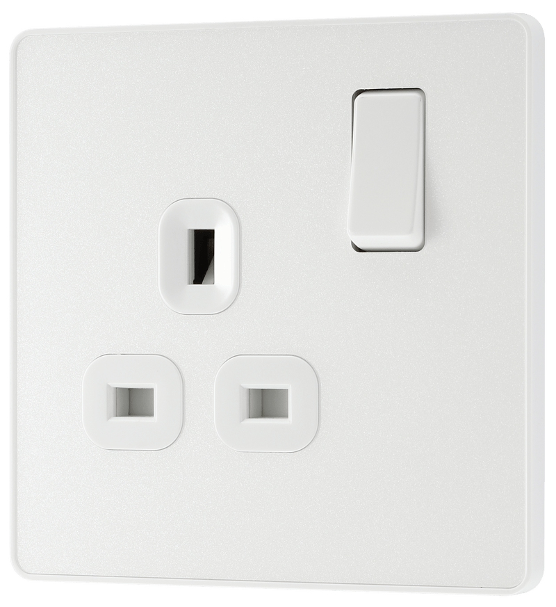 BG Evolve Pearl White Single Switched 13A Power Socket - PCDCL21W, Image 3 of 6