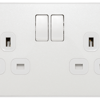 BG Evolve Pearl White Double Switched 13A Power Socket - PCDCL22W