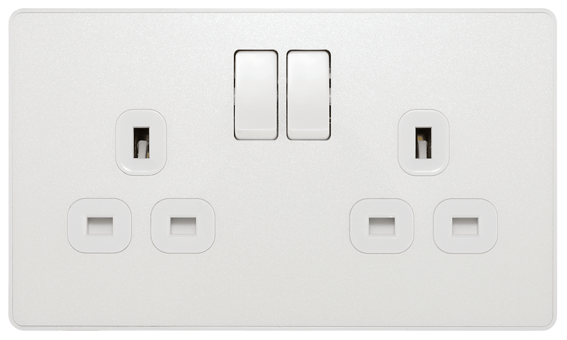 BG Evolve Pearl White Double Switched 13A Power Socket - PCDCL22W, Image 2 of 4