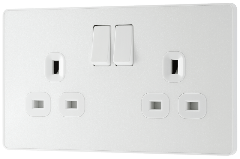 BG Evolve Pearl White Double Switched 13A Power Socket - PCDCL22W, Image 3 of 4