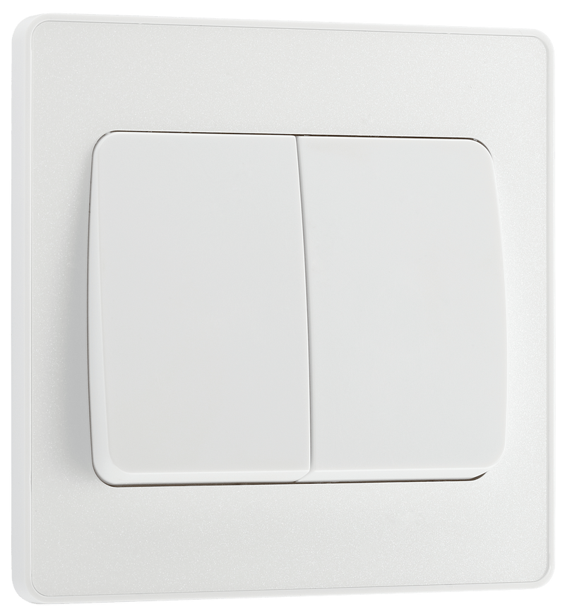 BG Evolve Pearl White Double Light Switch 20A 16AX 2 Way Wide Rocker - PCDCL42WW, Image 1 of 6