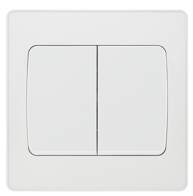 BG Evolve Pearl White Double Light Switch 20A 16AX 2 Way Wide Rocker - PCDCL42WW, Image 2 of 6