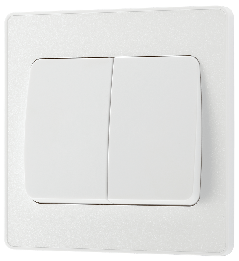 BG Evolve Pearl White Double Light Switch 20A 16AX 2 Way Wide Rocker - PCDCL42WW, Image 3 of 6