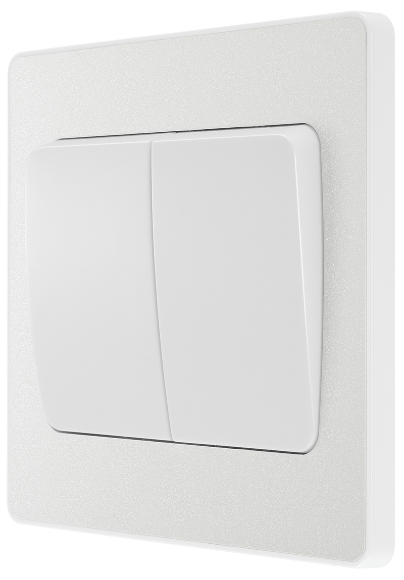 BG Evolve Pearl White Double Light Switch 20A 16AX 2 Way Wide Rocker - PCDCL42WW, Image 4 of 6