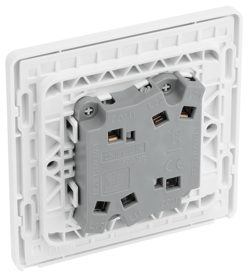 BG Evolve Pearl White Double Light Switch 20A 16AX 2 Way Wide Rocker - PCDCL42WW, Image 5 of 6