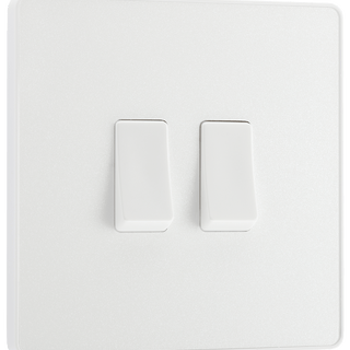 BG Evolve Pearl White Double Light Switch 20A 16AX 2 Way - PCDCL42W