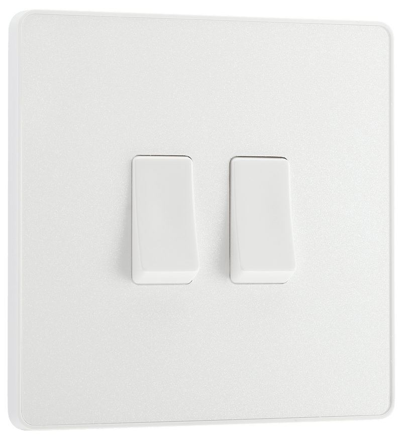 BG Evolve Pearl White Double Light Switch 20A 16AX 2 Way - PCDCL42W, Image 1 of 6