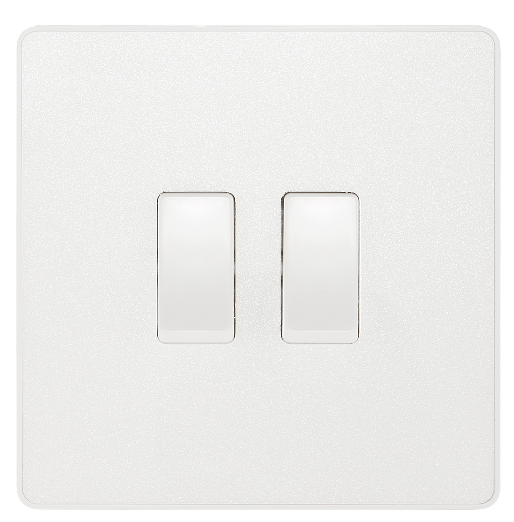 BG Evolve Pearl White Double Light Switch 20A 16AX 2 Way PCDCL42W