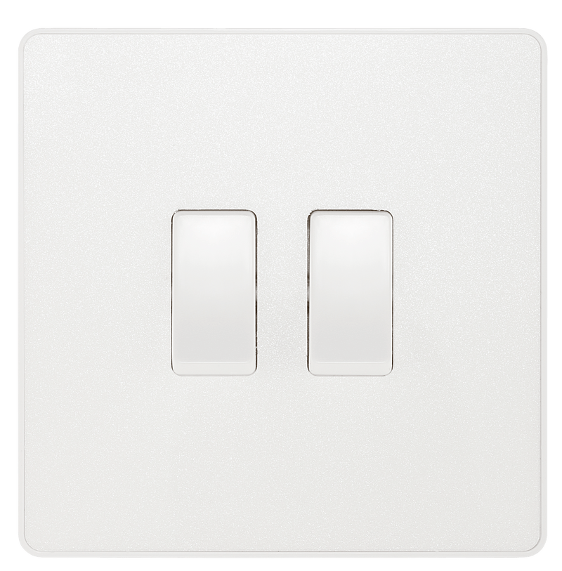 BG Evolve Pearl White Double Light Switch 20A 16AX 2 Way - PCDCL42W, Image 2 of 6