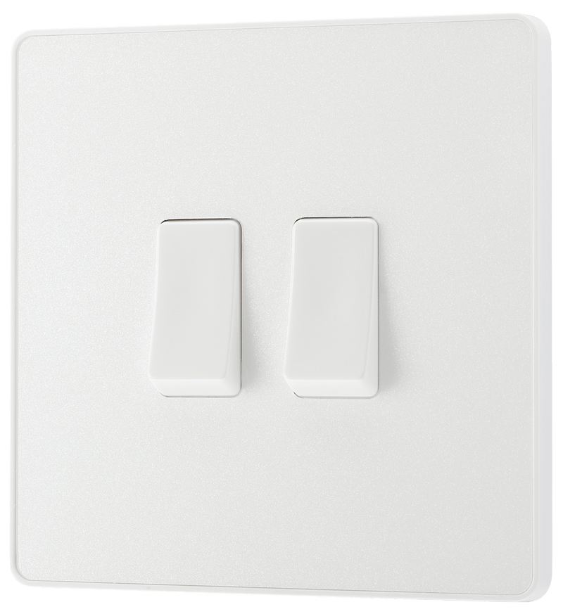 BG Evolve Pearl White Double Light Switch 20A 16AX 2 Way - PCDCL42W, Image 3 of 6
