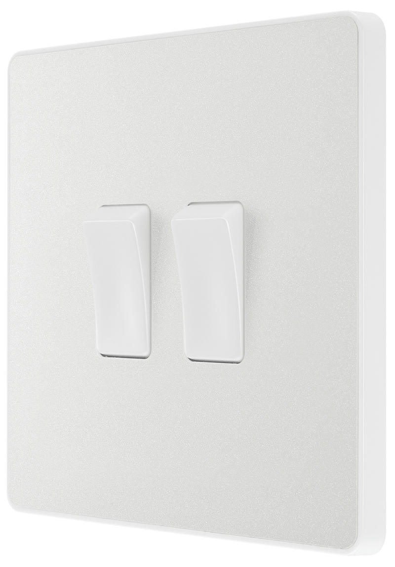 BG Evolve Pearl White Double Light Switch 20A 16AX 2 Way - PCDCL42W, Image 4 of 6
