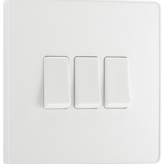 BG Evolve Pearl White Triple Light Switch 20A 16AX 2 Way - PCDCL43W